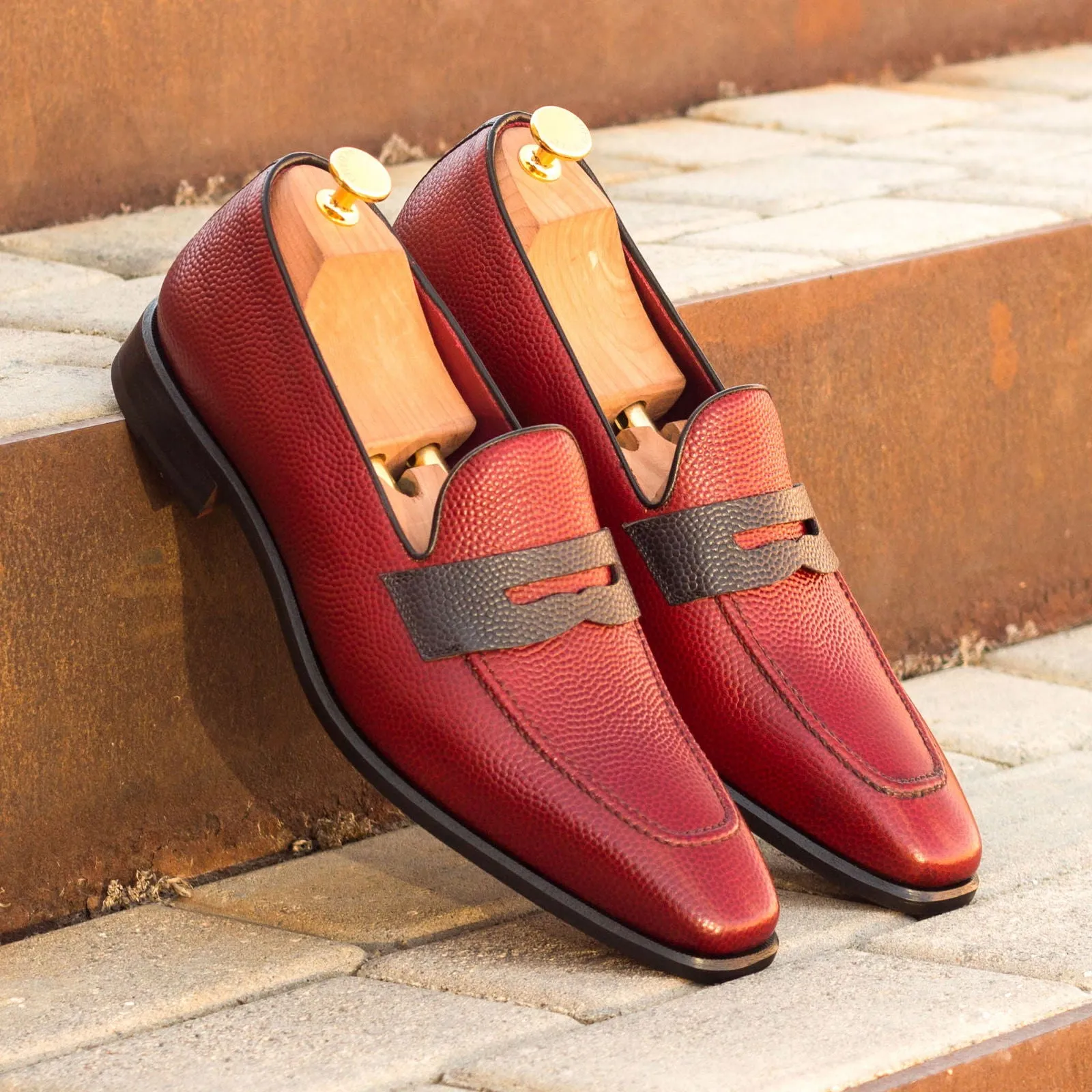 Men's Loafer Leather Shoes Wide Plus Size Red Black 3423