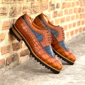 Men's Longwing Blucher Leather Shoes Wide Plus Size Brown Navy 5365