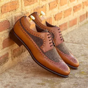 Men's Longwing Blucher Leather Shoes Wide Plus Size Grey Brown 4020