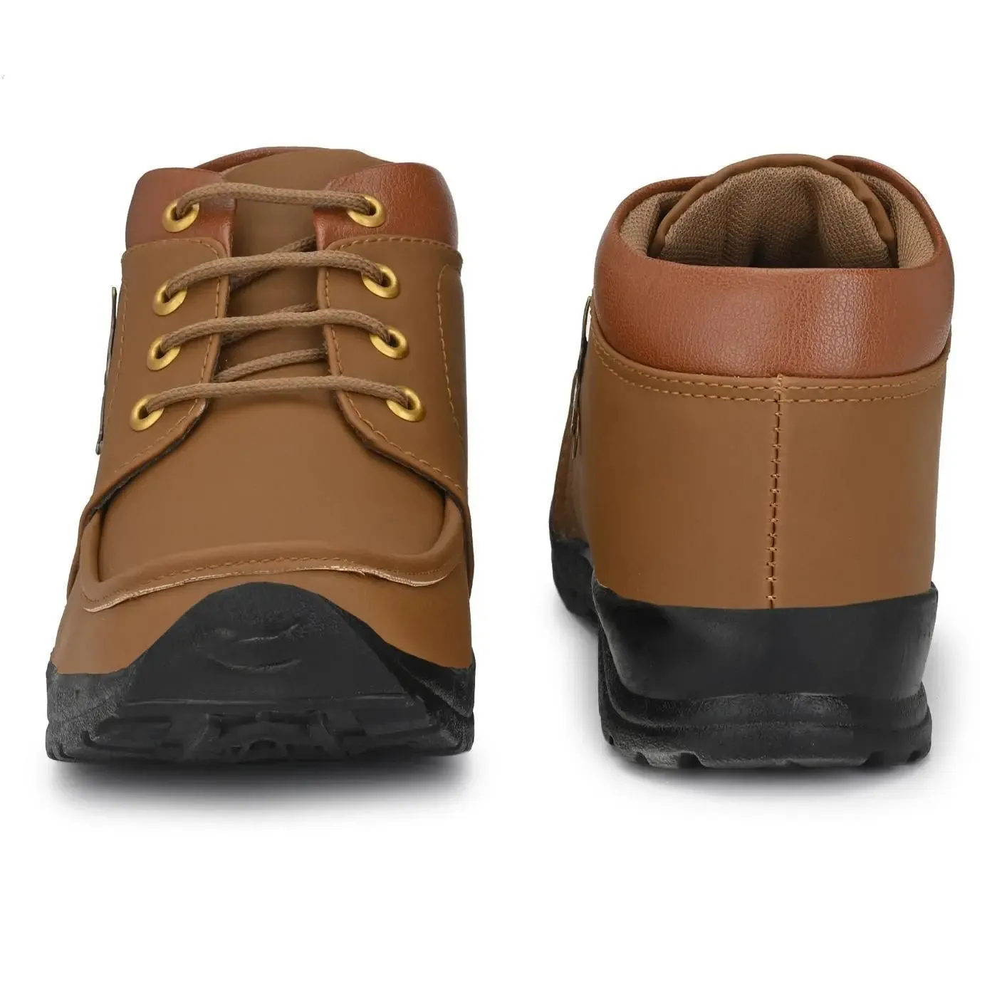 Men's Synthetic Leather Lace Up Boot Slide Leather Shoes Brown