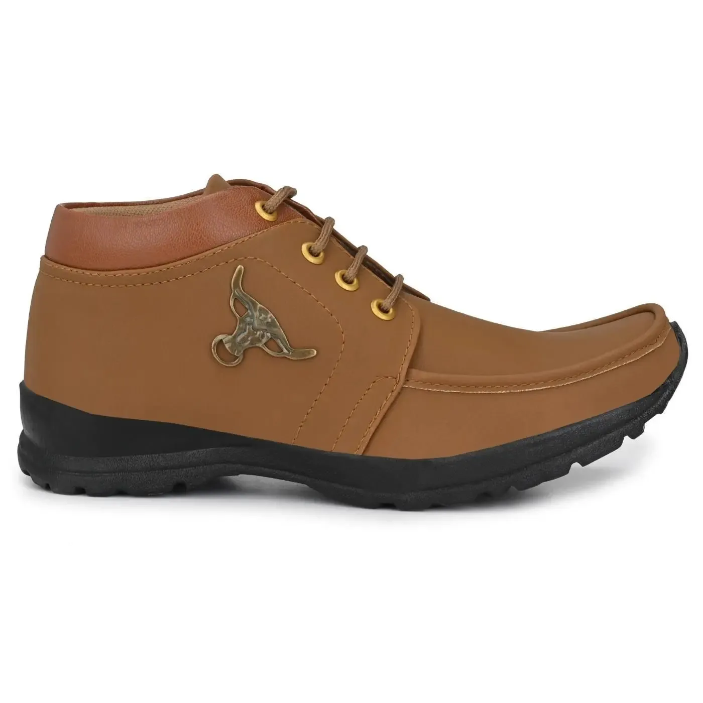Men's Synthetic Leather Lace Up Boot Slide Leather Shoes Brown