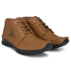 Men's Synthetic Leather Lace Up Boot Slide Leather Shoes Brown