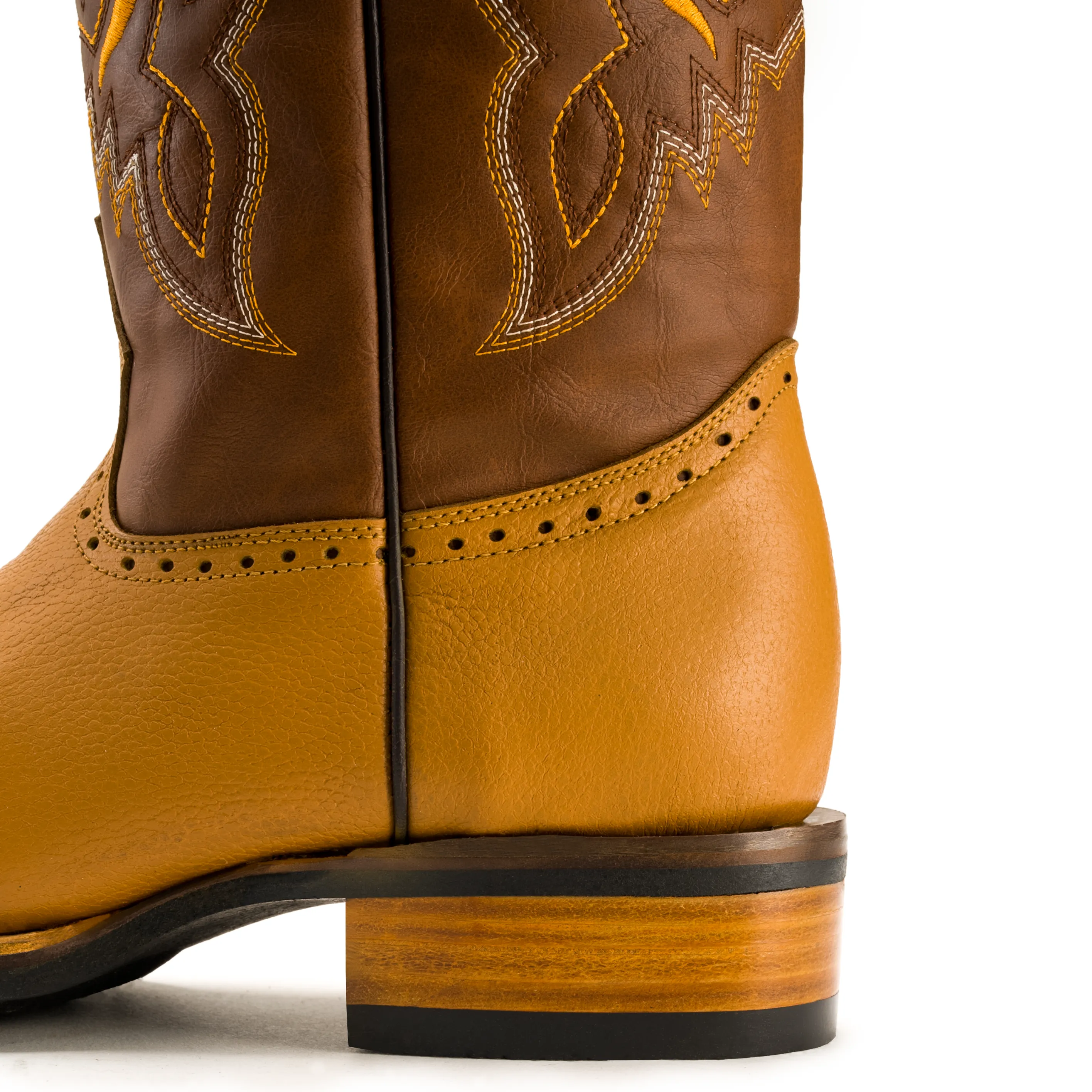 Men's Western Boots VE030 Tan: Square Toe Cowboy & Rodeo Boots in Genuine Leather