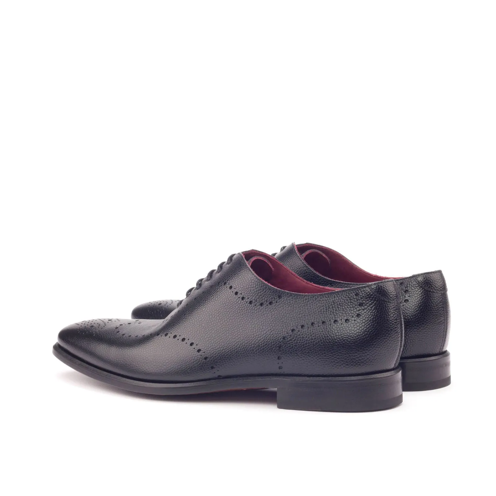 Men's Wholecut Leather Shoes Wide Plus Size Black 2988