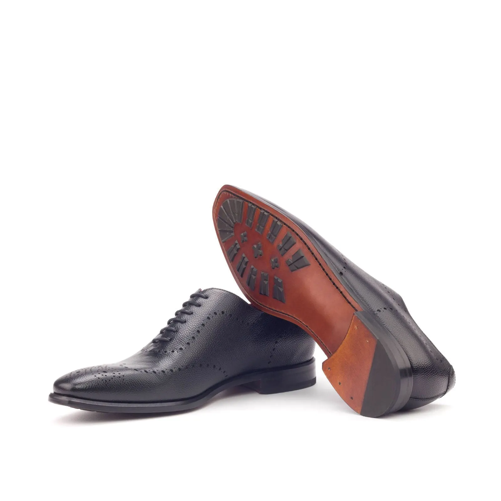 Men's Wholecut Leather Shoes Wide Plus Size Black 2988