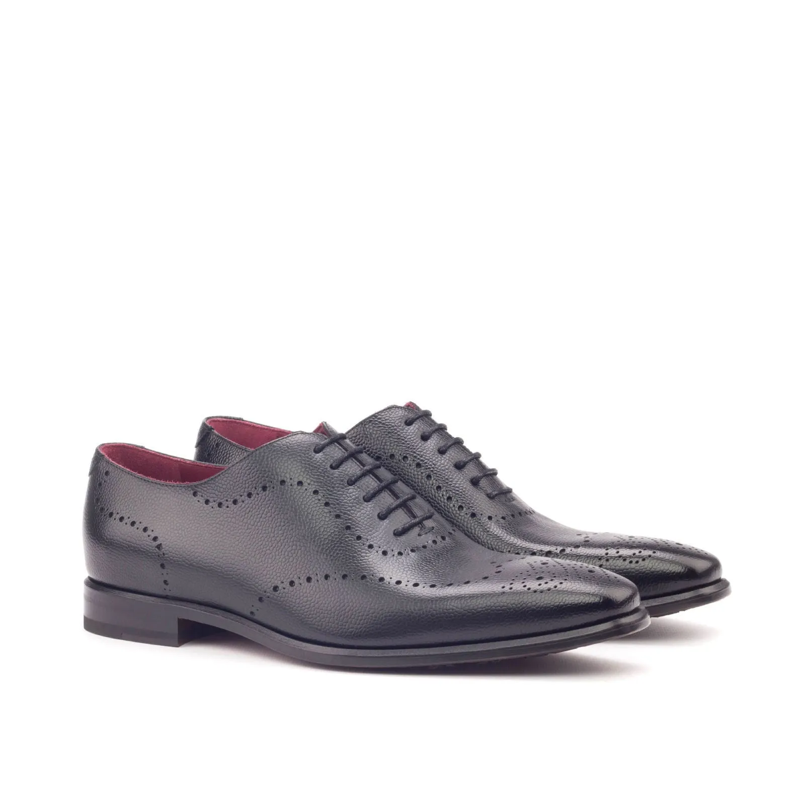 Men's Wholecut Leather Shoes Wide Plus Size Black 2988