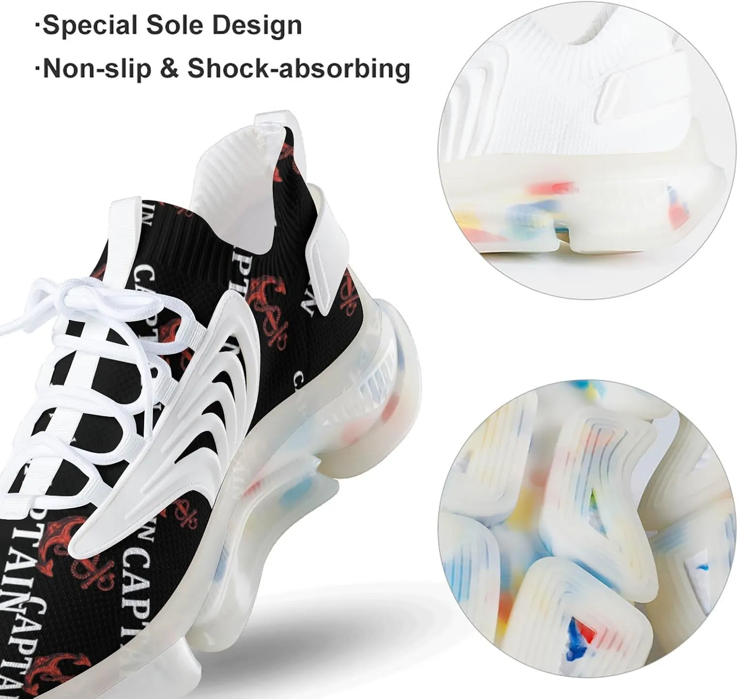 Nautical Anchor Captains-1 Mens Sneakers Running Shoes Lightweight Athletic Shoes for Jogging Walking Gym