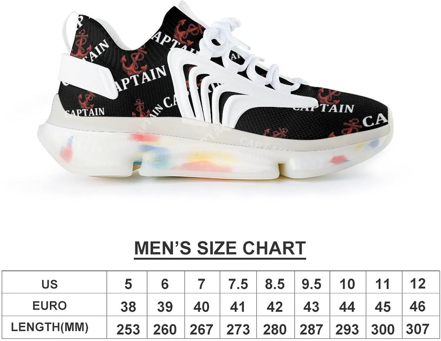 Nautical Anchor Captains-1 Mens Sneakers Running Shoes Lightweight Athletic Shoes for Jogging Walking Gym