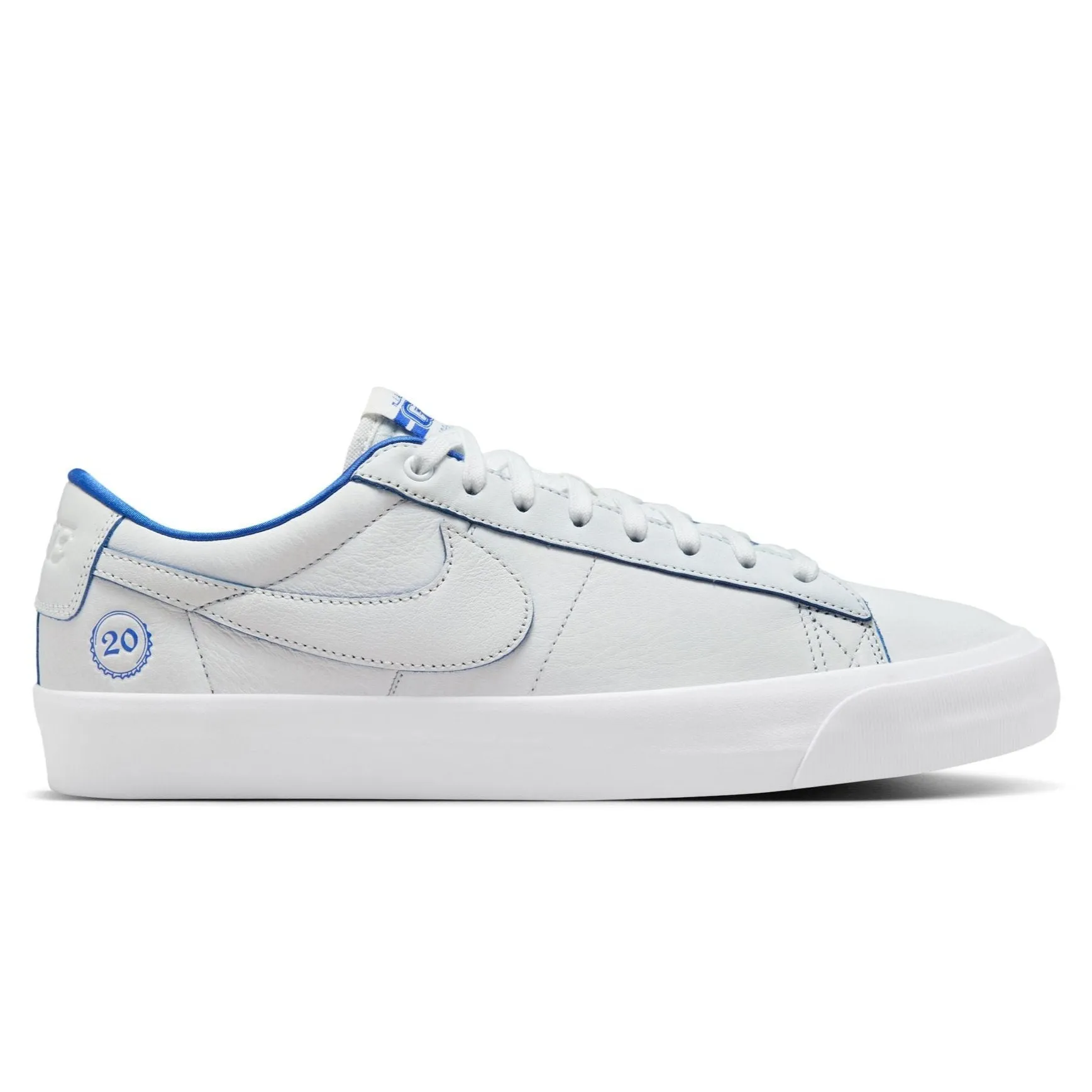 Nike SB Blazer Low Pro GT Premium Skateboard Shoe - Summit White/Game Royal-Summit White