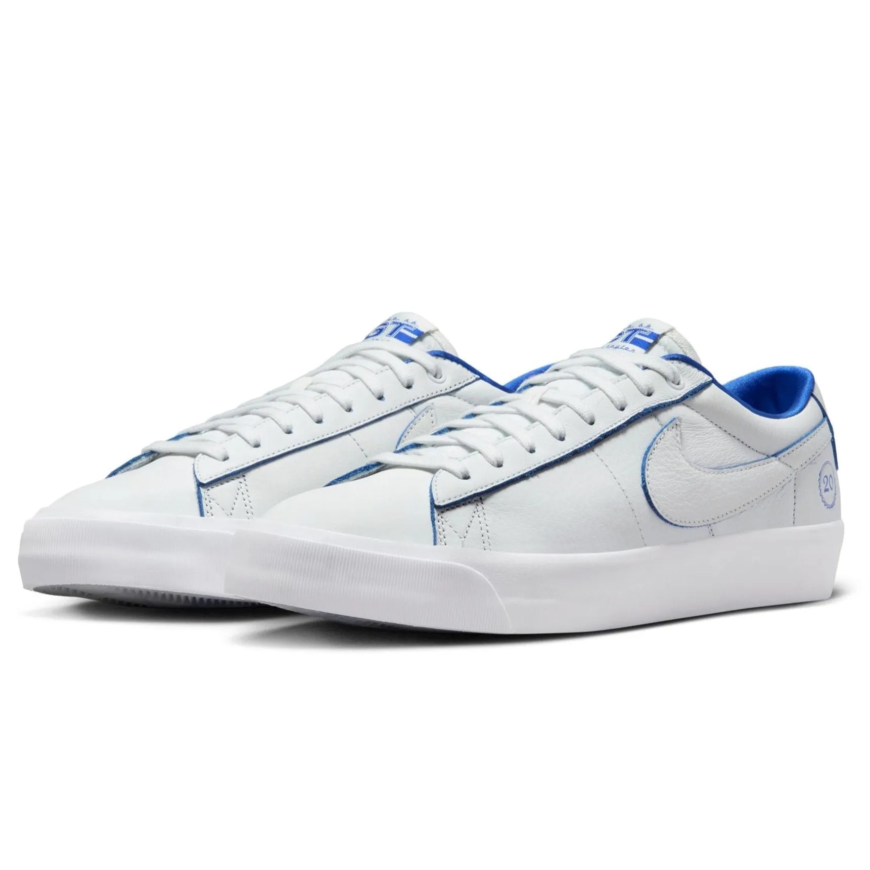 Nike SB Blazer Low Pro GT Premium Skateboard Shoe - Summit White/Game Royal-Summit White