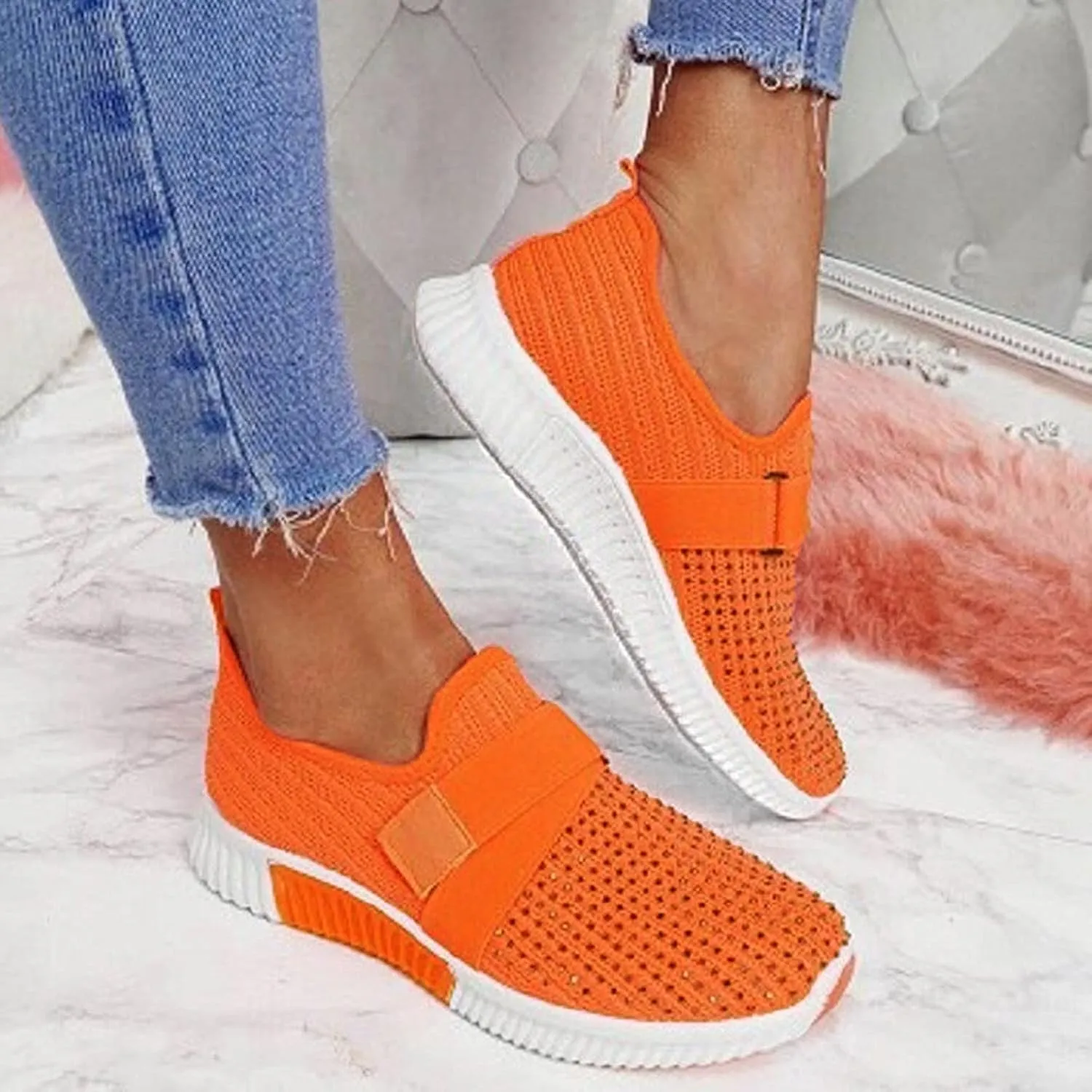 Orthopedic Sneakers for Women Slip On Walking Shoes with Arch Support Comfortable Casual Loafers Plantar Fasciitis Relief Foot Pain Diabetic Swollen Feet