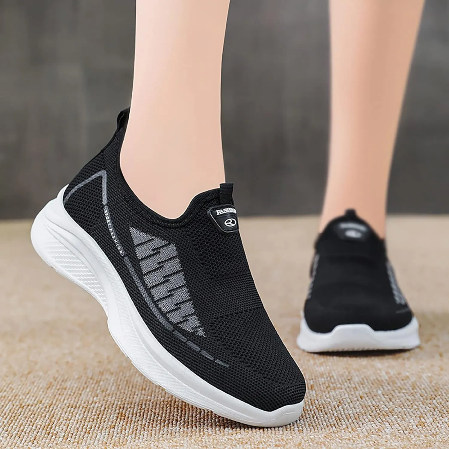 Platform Sneakers for Women Slip On Zapatos Antiderrapantes para Mujer Casual Shoes for Women Trendy Slip Ons Womens Black Size 7 Wide Sneakers Zapatos De Piel para Mujer Suaves Y Comodos De Vestir