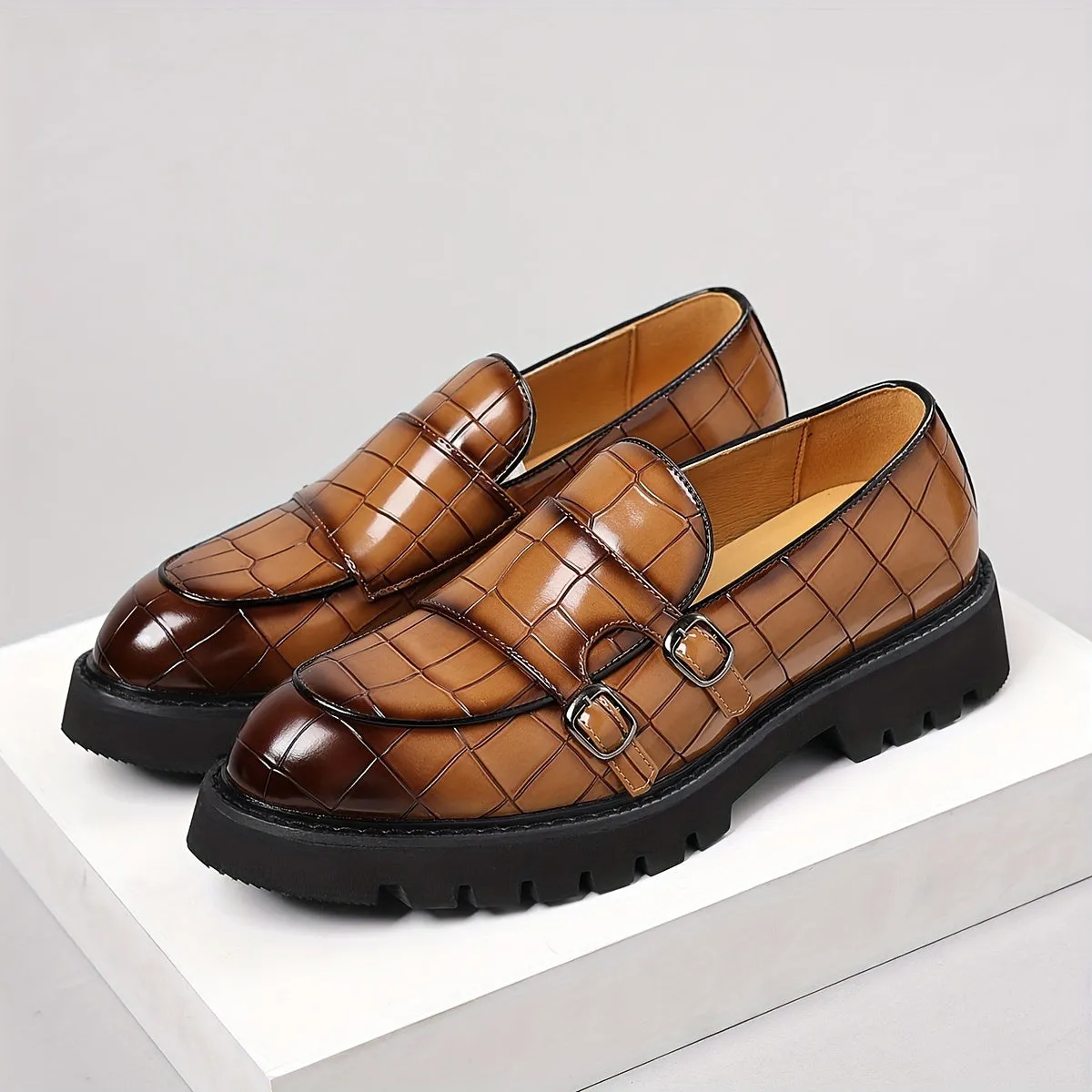 Plus Size Mens Luxurious Low-Top Slip-On Loafers - Soft PU Upper, Comfy Non-Slip Rubber Sole, Durable and Breathable, Perfect for Business or Casual Occasions