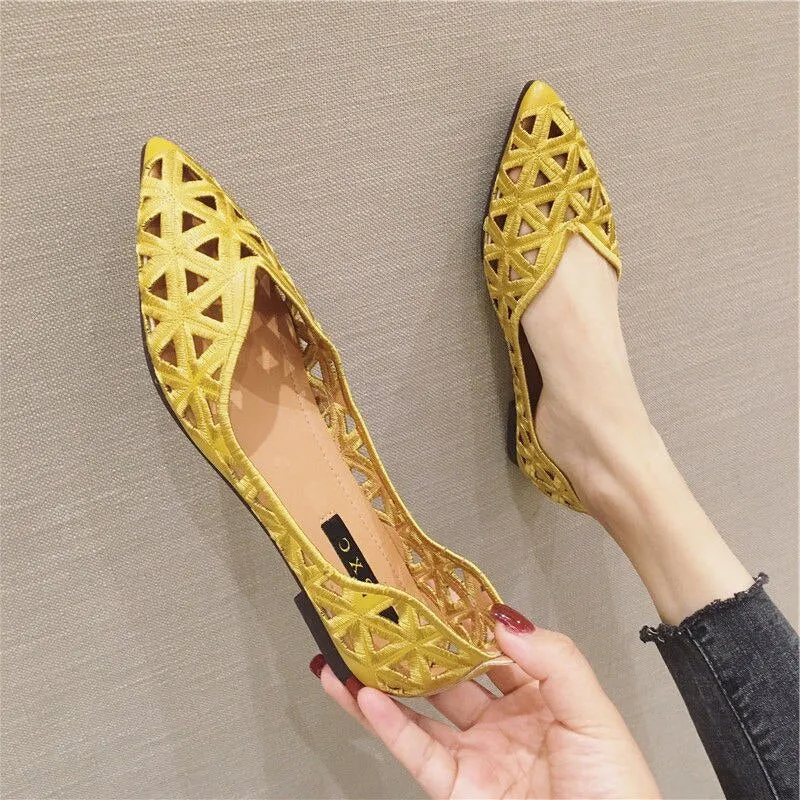 Pointed Toe Perforated Women's Shoes