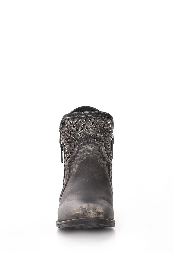 Q0001 - Circle G grey fashion western leather ankle boots for women