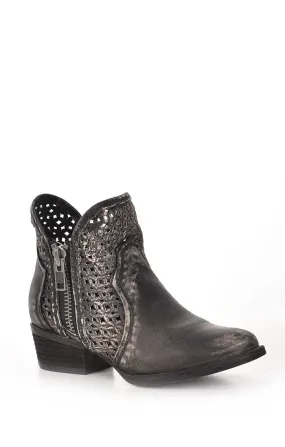 Q0001 - Circle G grey fashion western leather ankle boots for women