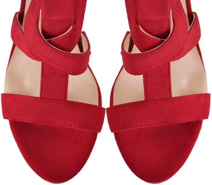 richealnini Platform High Heels Block Heeled Sandals with Zippers Ankle Strappy Heels