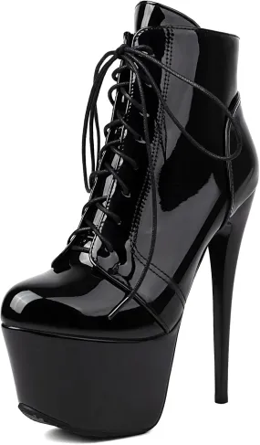 Roimaash Women's Ankle-High Boots Platform Booties Ankle High Stiletto Heels