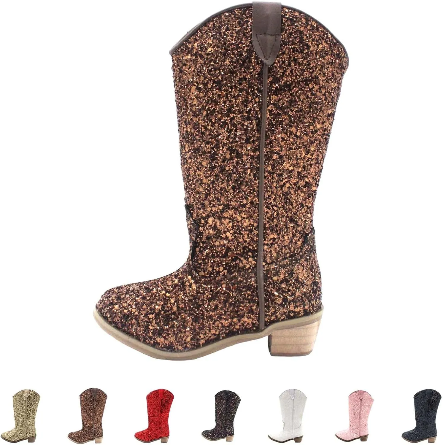 Sequins High Heels Pumps for Girl Waterproof Cowboy Western Boots Boot Knee High Boots Mid Calf Boots