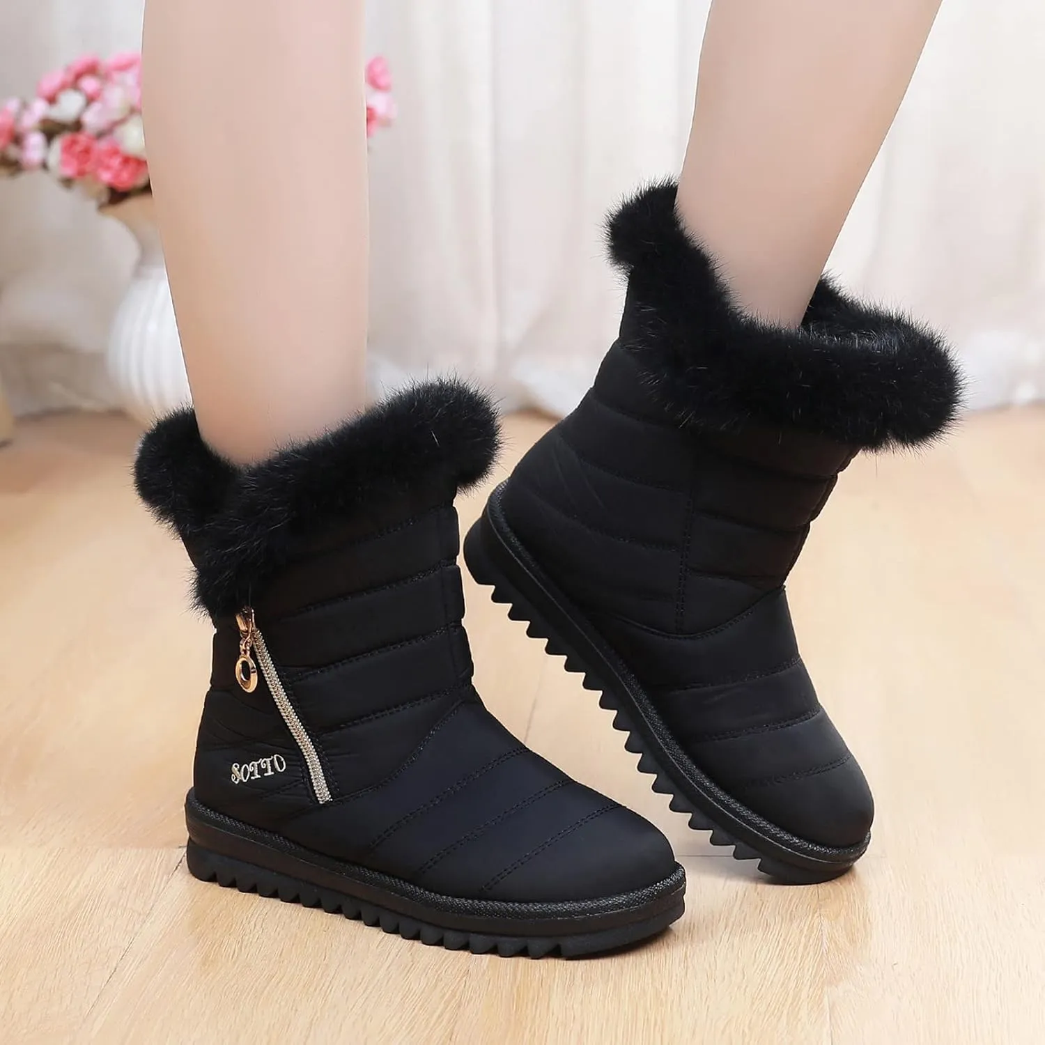 Snow Boots for Womens Winter Shoes: Warm Fur Lining Ankle Boots Women Anti Slip Waterproof Comfortable Outdoor Boots