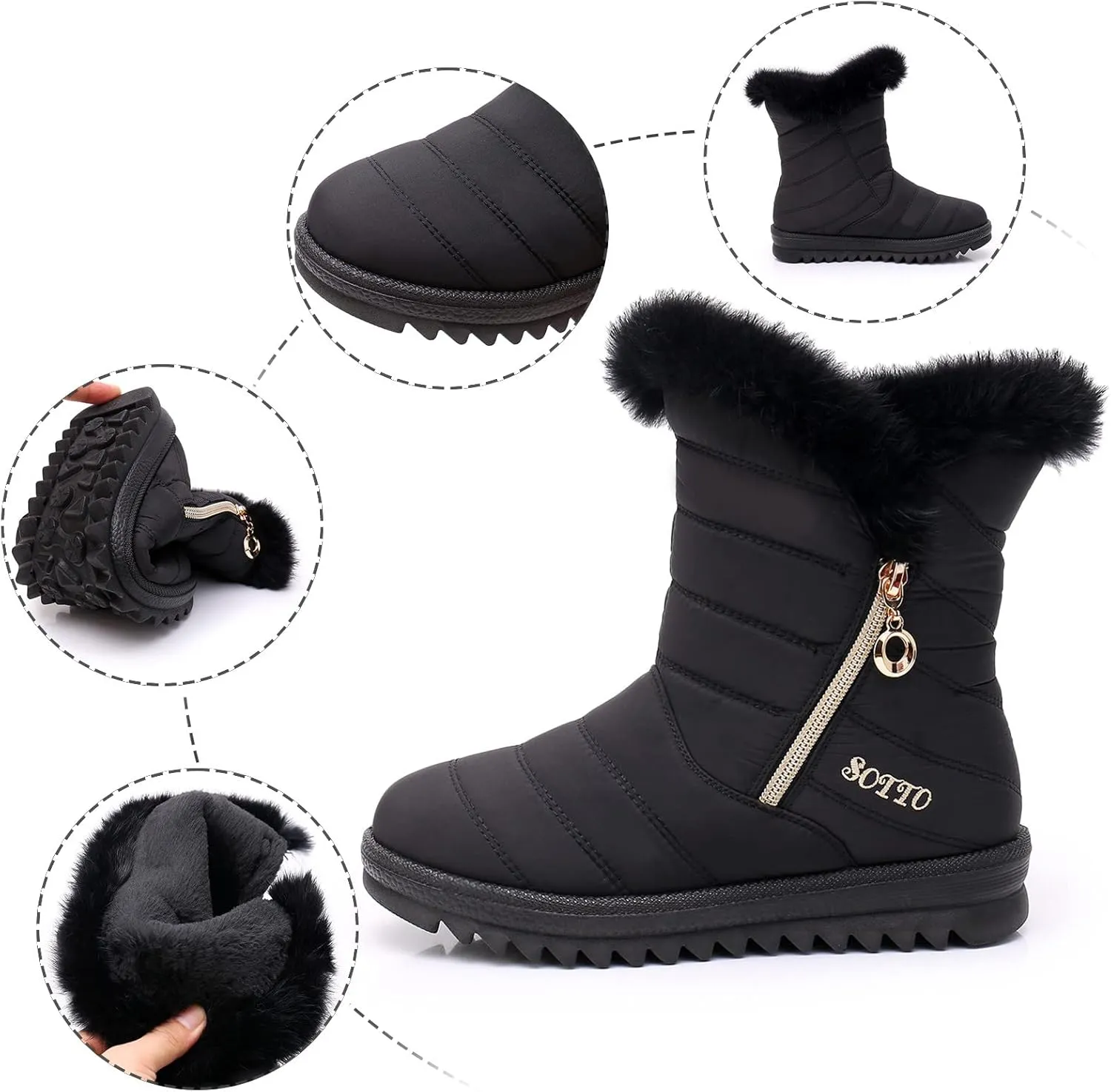 Snow Boots for Womens Winter Shoes: Warm Fur Lining Ankle Boots Women Anti Slip Waterproof Comfortable Outdoor Boots