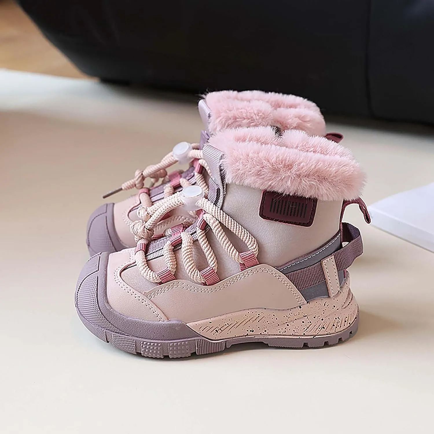 Toddler Kids Snow Boots Warm Comfortable Non Slip Mid Calf Outdoor Cozy Sole Soft Platform Adjustable Strap Shoes