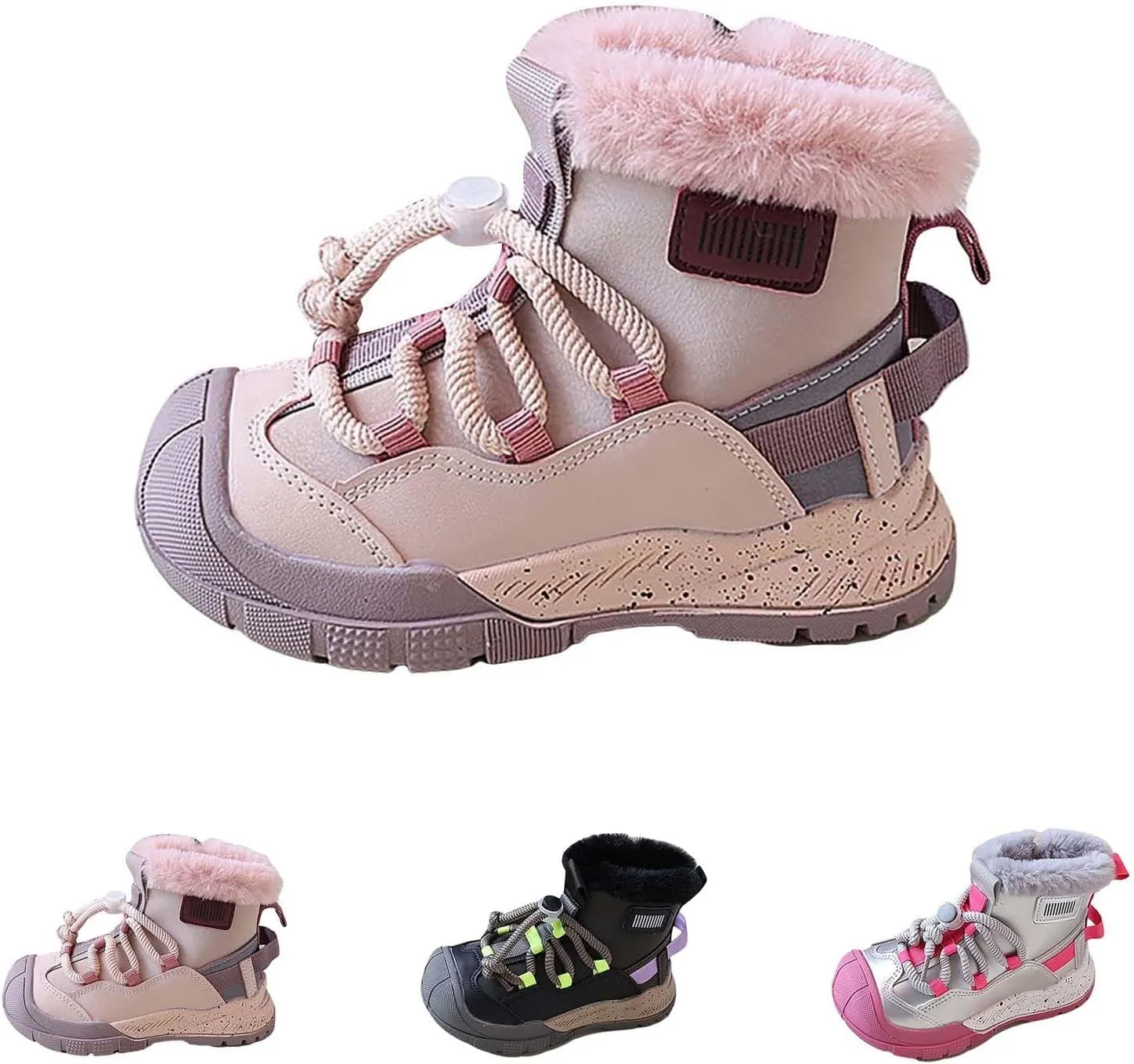 Toddler Kids Snow Boots Warm Comfortable Non Slip Mid Calf Outdoor Cozy Sole Soft Platform Adjustable Strap Shoes