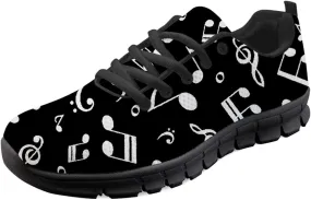Wanyint Lightweight Sneakers for Running Walking Lace Up Black Sole Shoes