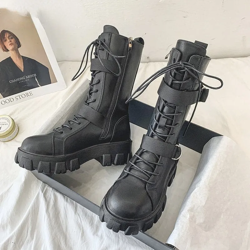 Women Biker Boots 2023 Hip British Short Boots Ladies Ankle Boots Fashion Boots