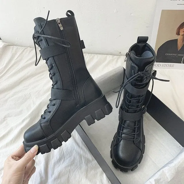 Women Biker Boots 2023 Hip British Short Boots Ladies Ankle Boots Fashion Boots