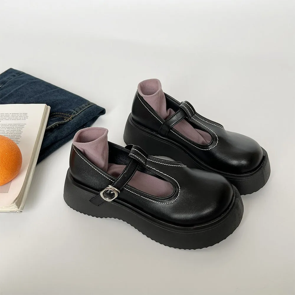 Women New Round Toe T-belt Shoes