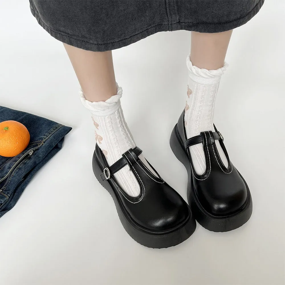 Women New Round Toe T-belt Shoes