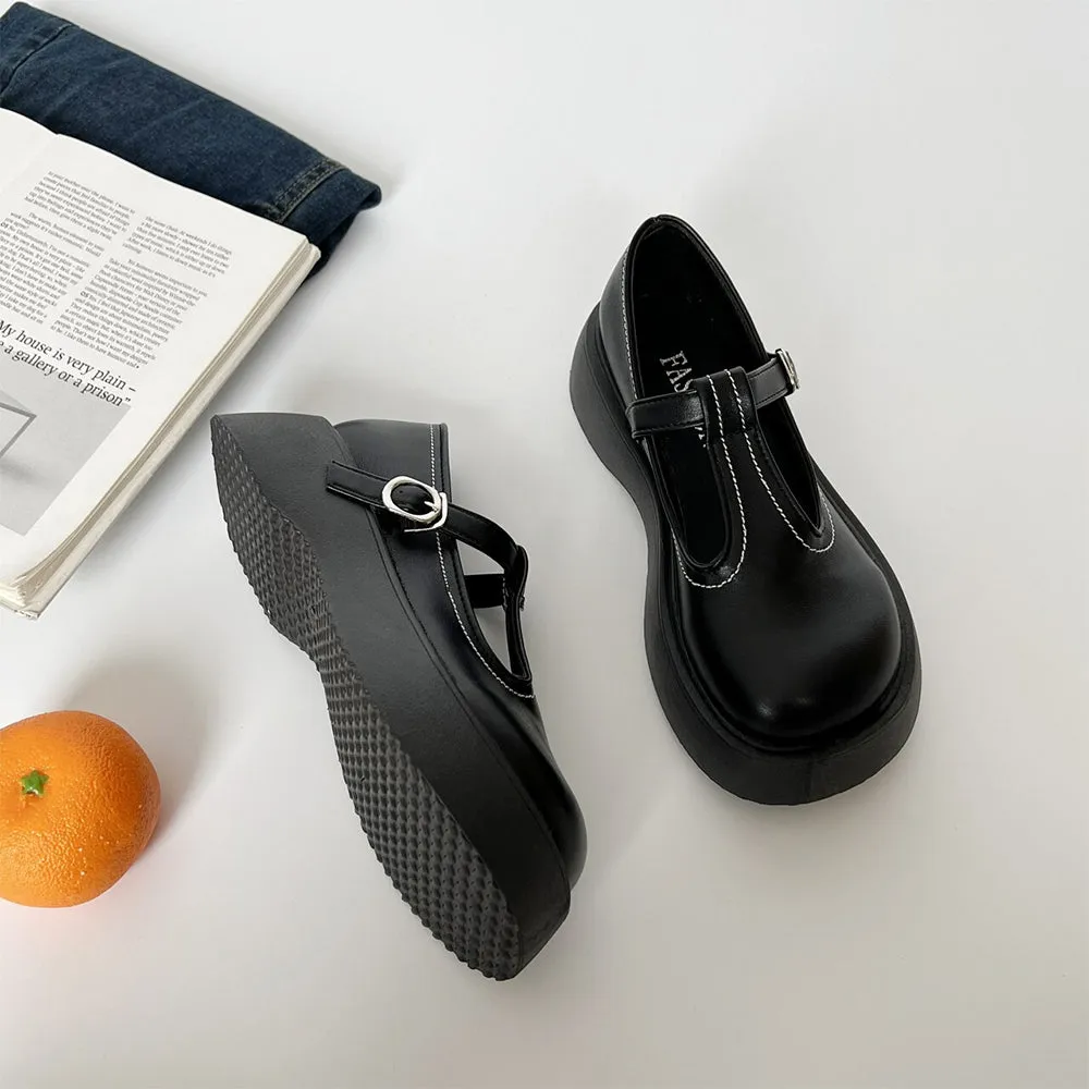 Women New Round Toe T-belt Shoes