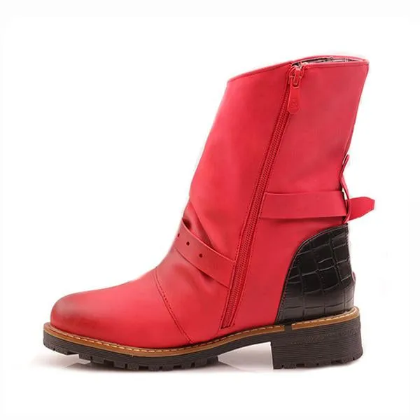 Women's Retro Belt Buckle Mid-Calve Martin Boots 29513264S