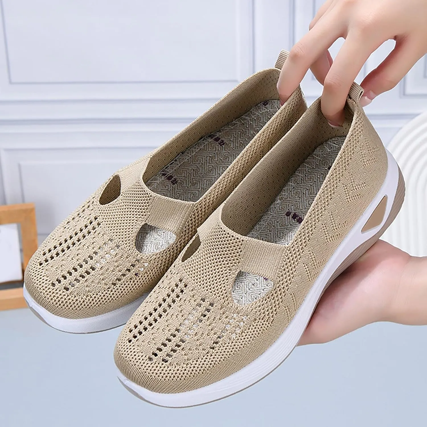 Women's Woven Orthopedic Breathable Soft Shoes Walking Shoes Women Walking Casual Tennis Shoes Fashion Sneakers 2025 Slip On Tennis Shoe Loafers Shoe