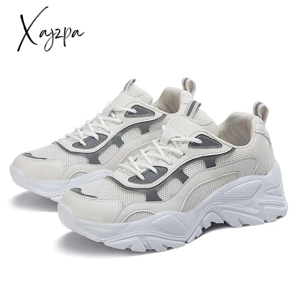 Xajzpa - Sneakers Women Vulcanize Shoes New Female Black White Platform Thick Sole Running Casual Ladies Shoes Tenis Feminino
