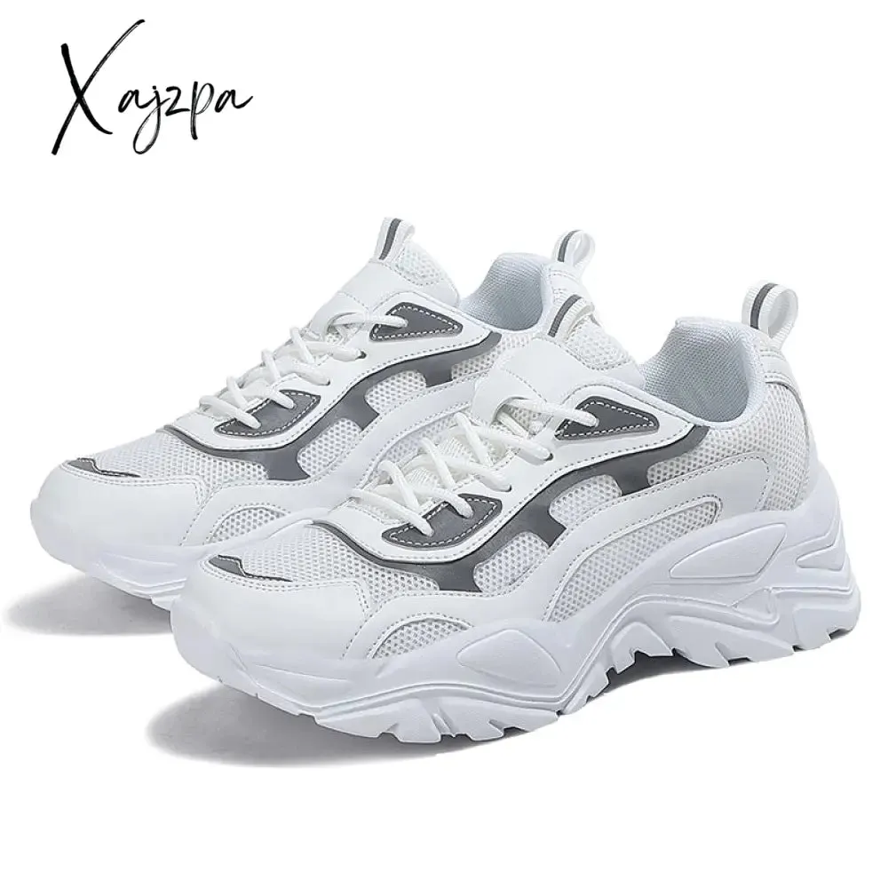 Xajzpa - Sneakers Women Vulcanize Shoes New Female Black White Platform Thick Sole Running Casual Ladies Shoes Tenis Feminino