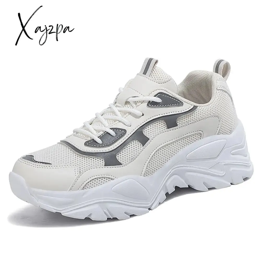 Xajzpa - Sneakers Women Vulcanize Shoes New Female Black White Platform Thick Sole Running Casual Ladies Shoes Tenis Feminino