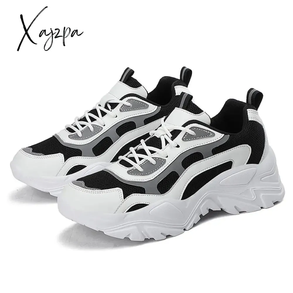 Xajzpa - Sneakers Women Vulcanize Shoes New Female Black White Platform Thick Sole Running Casual Ladies Shoes Tenis Feminino