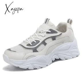 Xajzpa - Sneakers Women Vulcanize Shoes New Female Black White Platform Thick Sole Running Casual Ladies Shoes Tenis Feminino