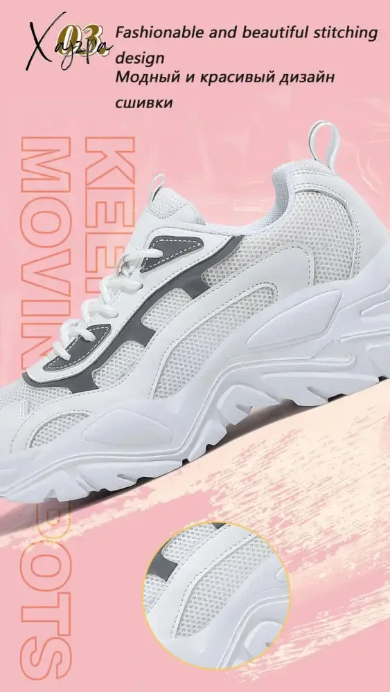 Xajzpa - Sneakers Women Vulcanize Shoes New Female Black White Platform Thick Sole Running Casual Ladies Shoes Tenis Feminino